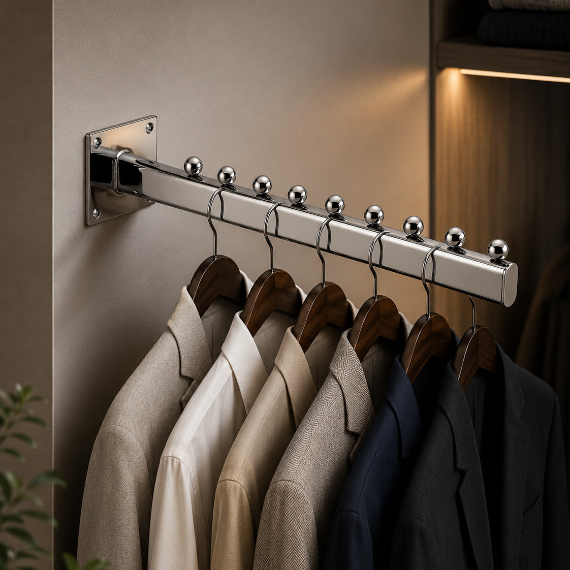 9 Ball Display Hook Heavy Duty Wall Hanger - Chrome Finish