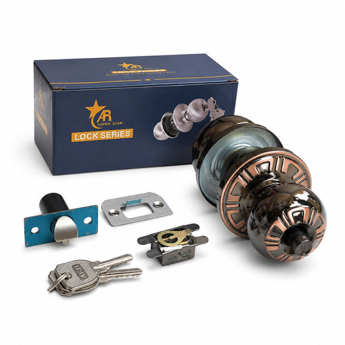 AR Super Star 5894 BN/AC Round Lock – Keyed Entry Door Knob