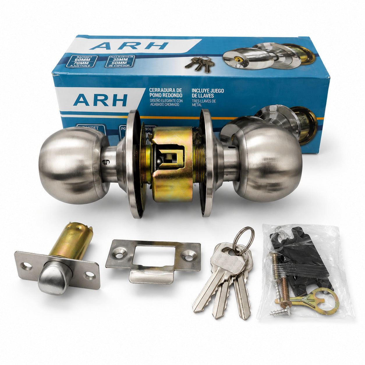 ARH Round Door Knob Lock – Stainless Steel Finish