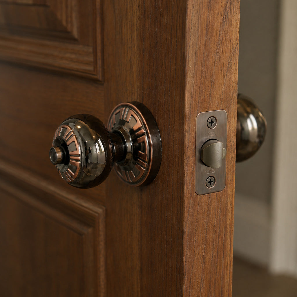 AR Super Star 5894 BN/AC Round Lock – Keyed Entry Door Knob