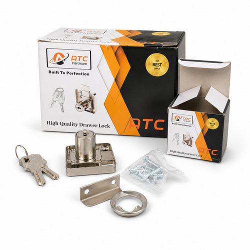 ATC Cabinet & Drawer Lock with 2 Brass Keys - Box of 12 Pieces