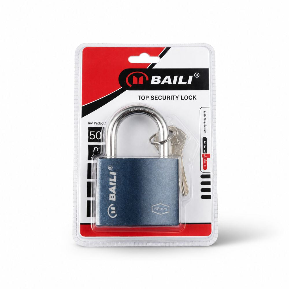 BAILI 50mm Iron Padlock – Top Security Lock with 3 Keys