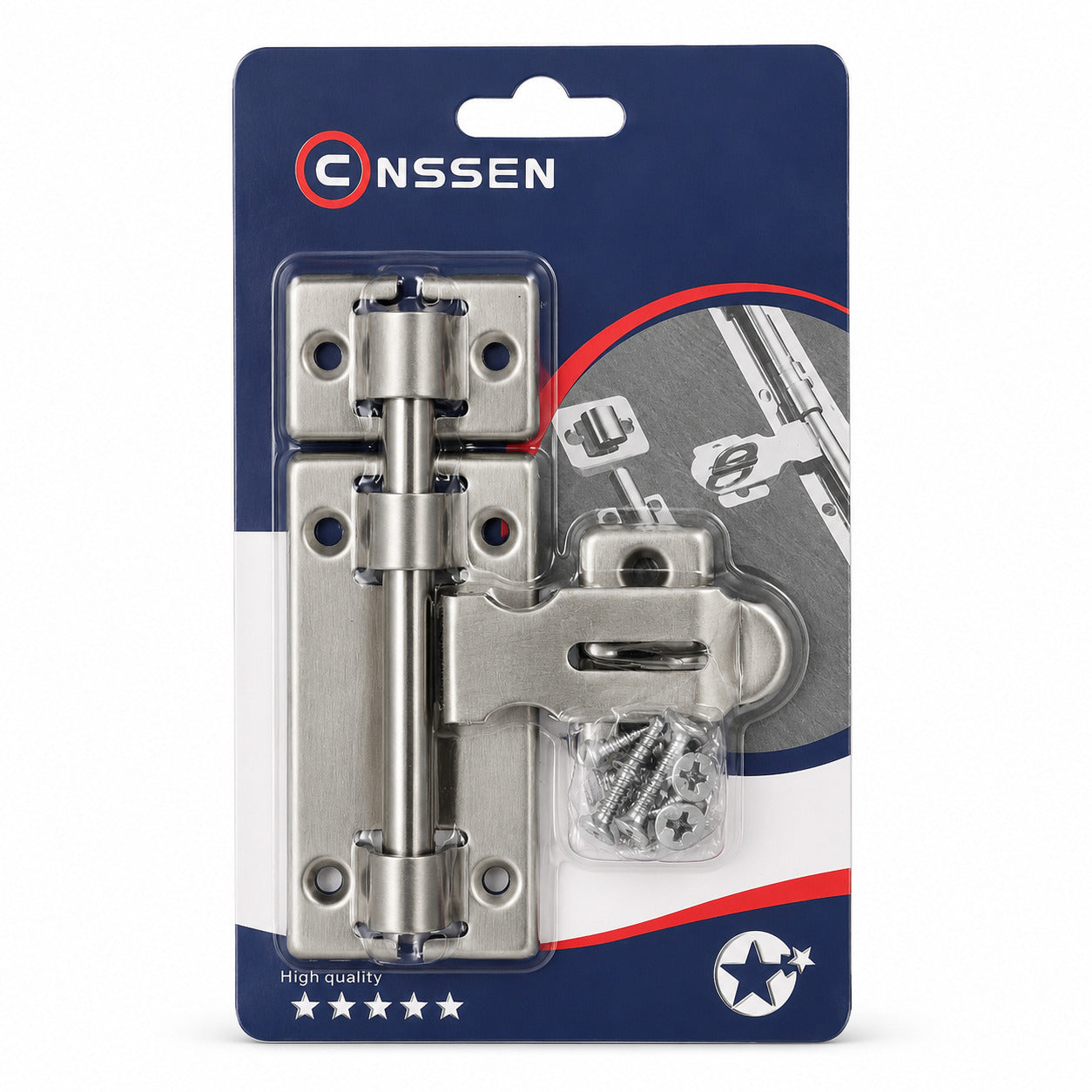 CNSSEN Stainless Steel Door Latch with Padlock Clasp – 4, 6, 8 Inch