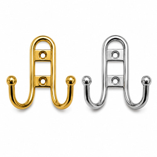 Double Prong Robe Hook | Aluminum Wall Hook with Ball End