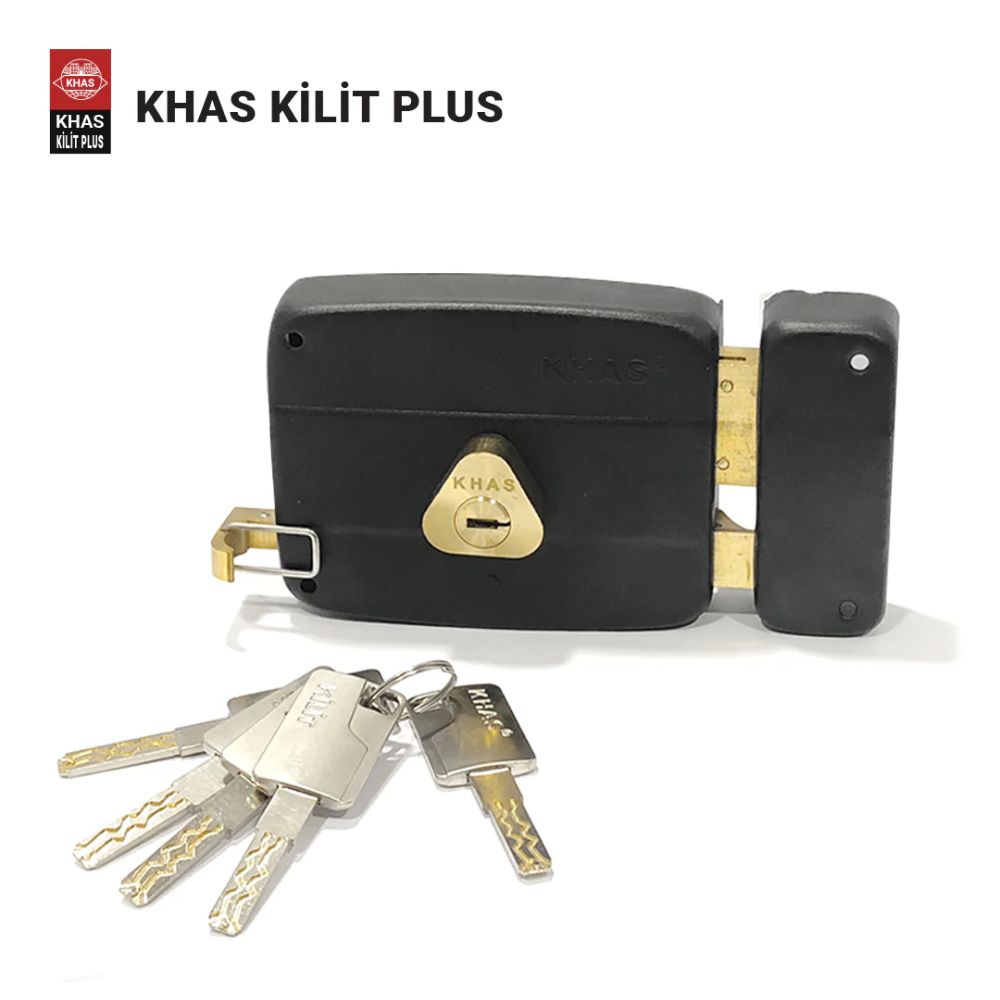 KHAS Kilit Plus 540-12B Black Rim Lock | Heavy Duty Door Lock