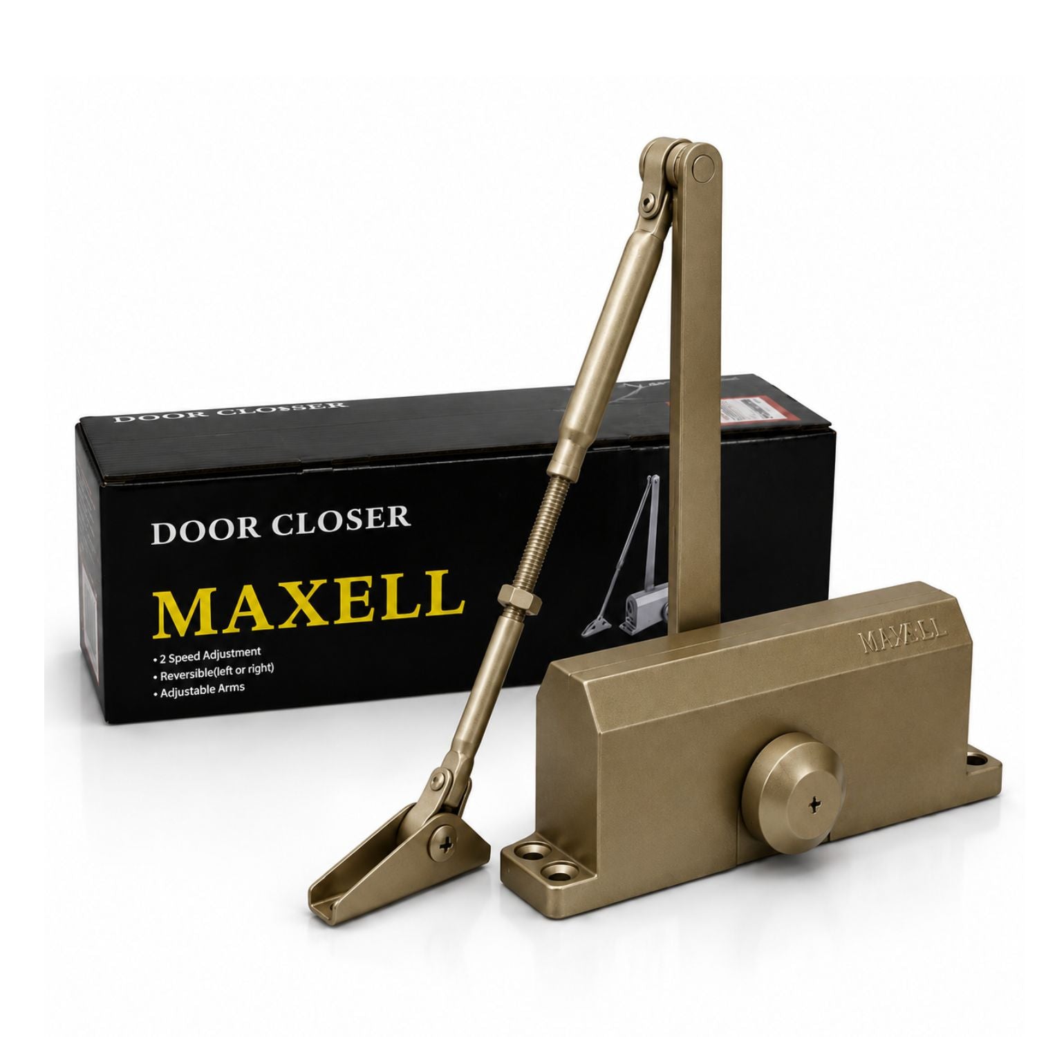 Khas Maxell B70 Champagne Door Closer – Adjustable Heavy Duty45–65kg