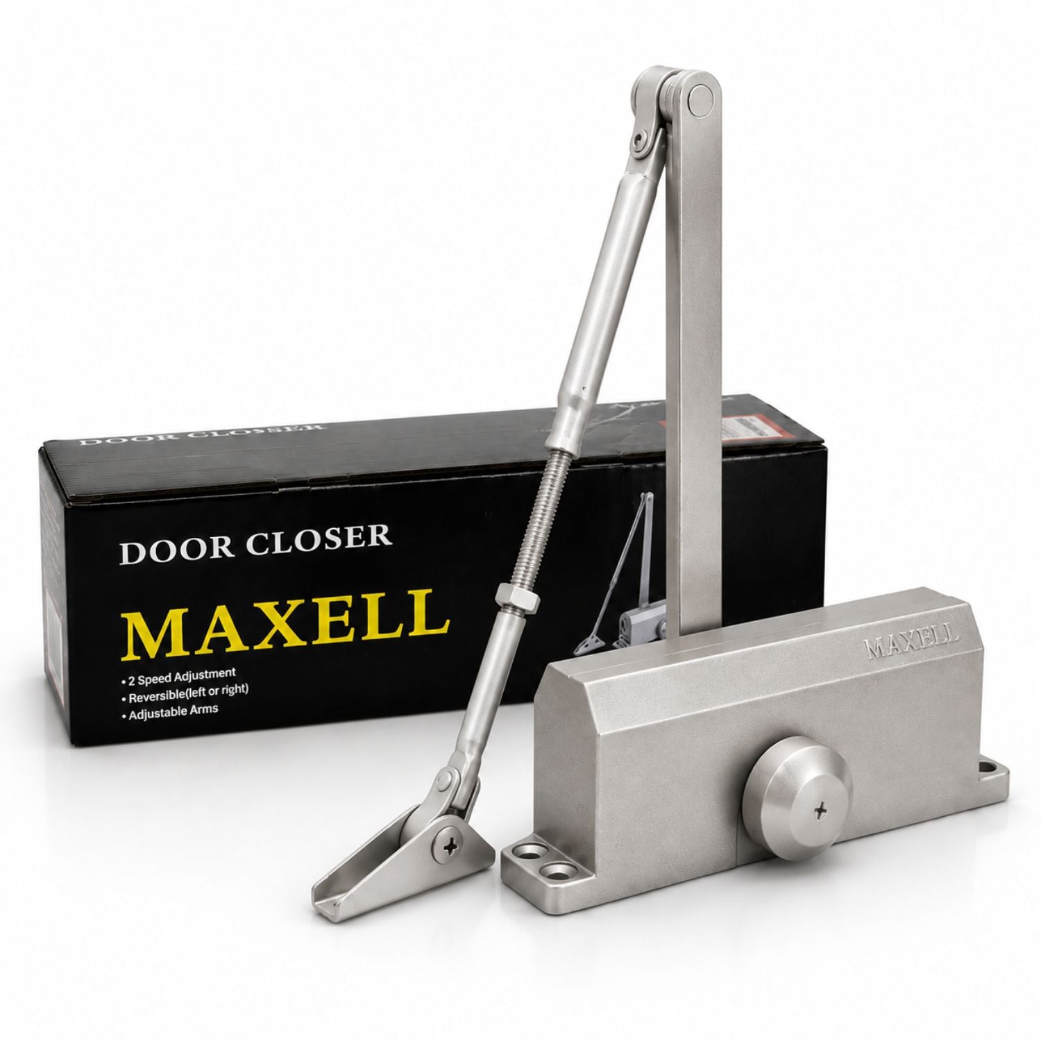 Khas Maxell B70 Silver Door Closer – Adjustable Heavy Duty45–65kg