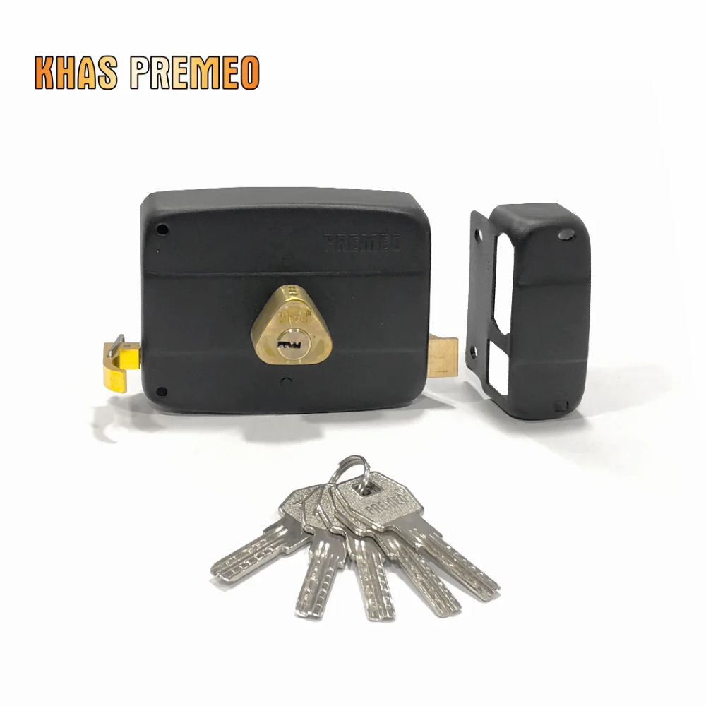 KHAS Premeo 540-12B Black Rim Lock | Durable Door Security Lock