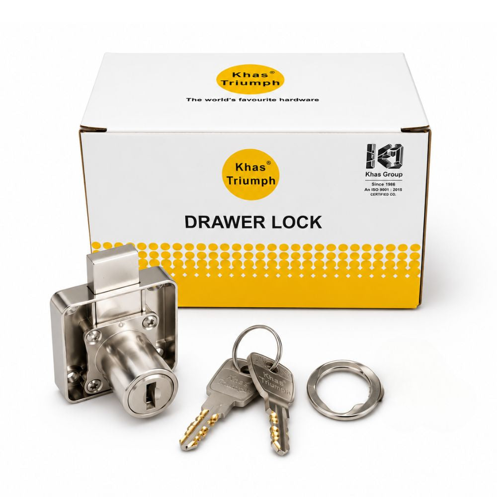 Khas Triumph Drawer Lock with Brass Cylinder & Brass Laser Keys