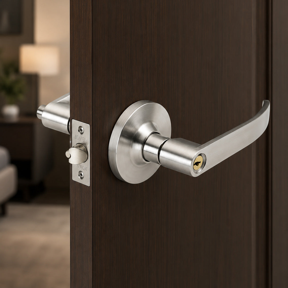JORMEN Lever Door Knob Wave Handle Lock Set with 3 Keys - Stainless Steel