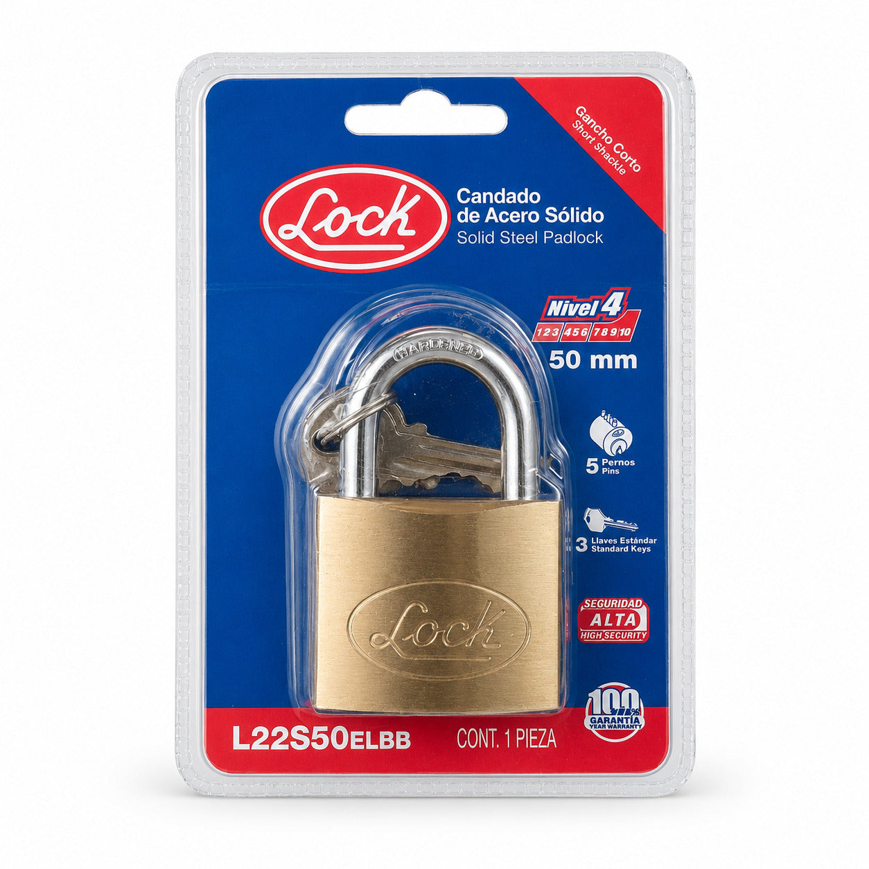 Lock 50mm Solid Steel Padlock – Brass Body Security Lock