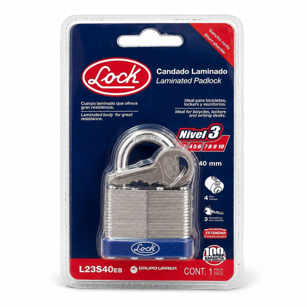Lock C23S40 Laminated Padlock Short 40mm | Steel Lock