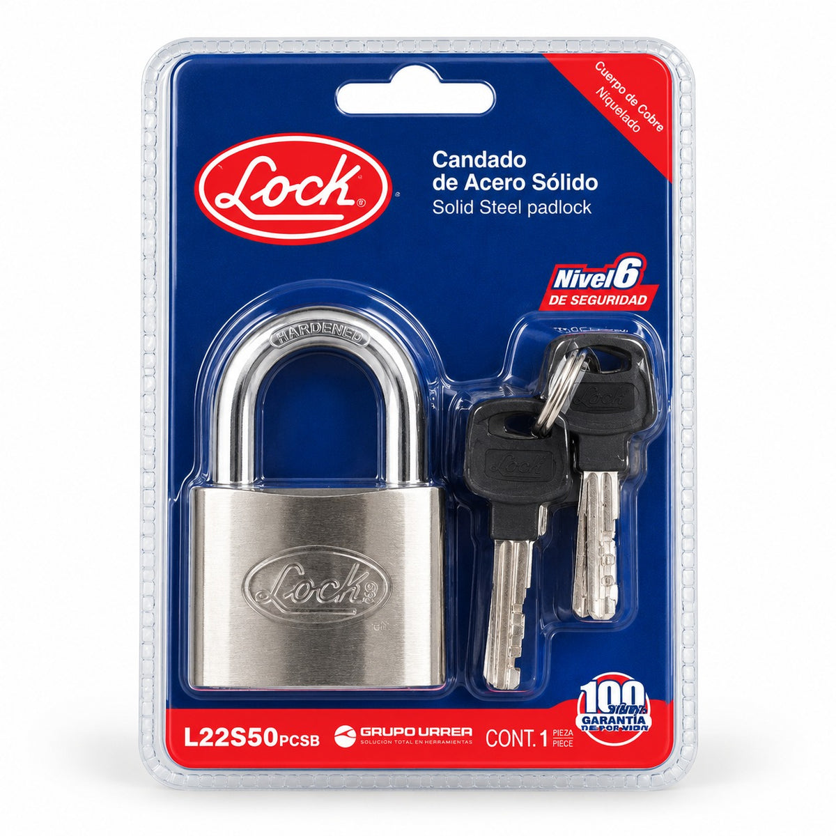 Lock L22S50 Iron Padlock 50mm with 4 Keys | Akmal Hardware