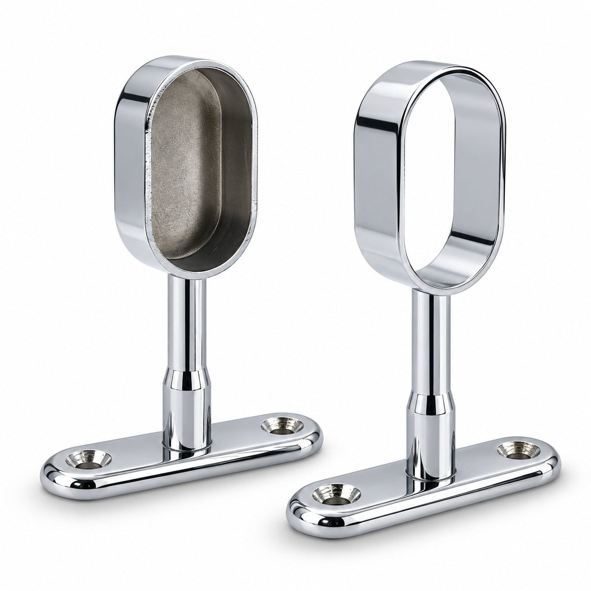 Zinc Alloy Wardrobe Clothes Hanging Rail Rod Bracket Closet Oval Tube Support