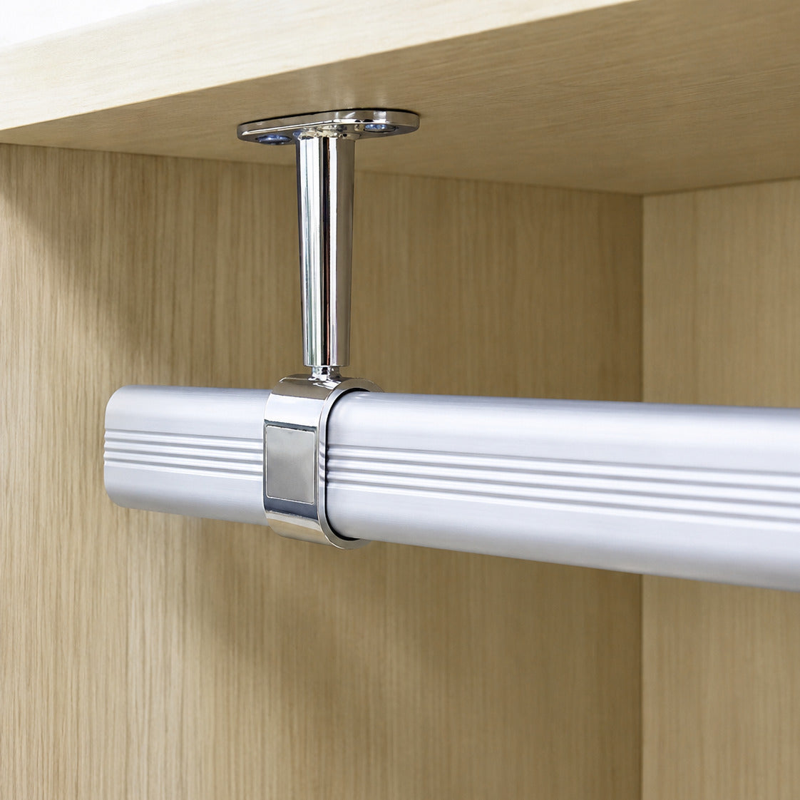 Zinc Alloy Wardrobe Clothes Hanging Rail Rod Bracket Closet Oval Tube Support