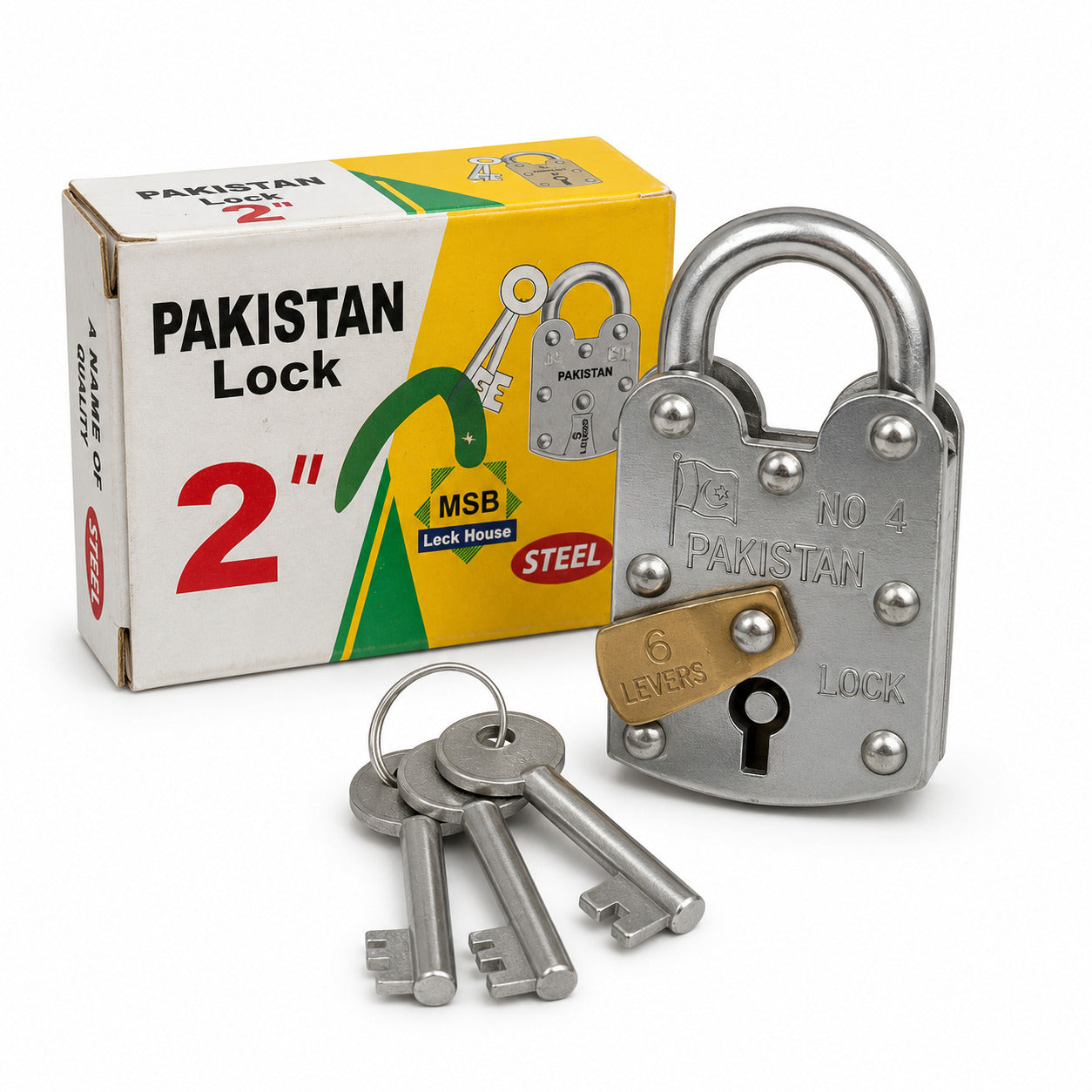 Pakistan Steel Padlock 6 Lever with 3 Keys | Heavy Duty Lock Pakistan
