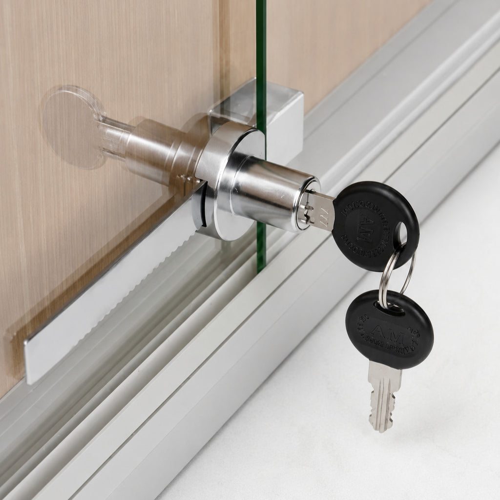 AM Shesha Lock 328 – Steel Key Glass Lock (12 pcs Box)