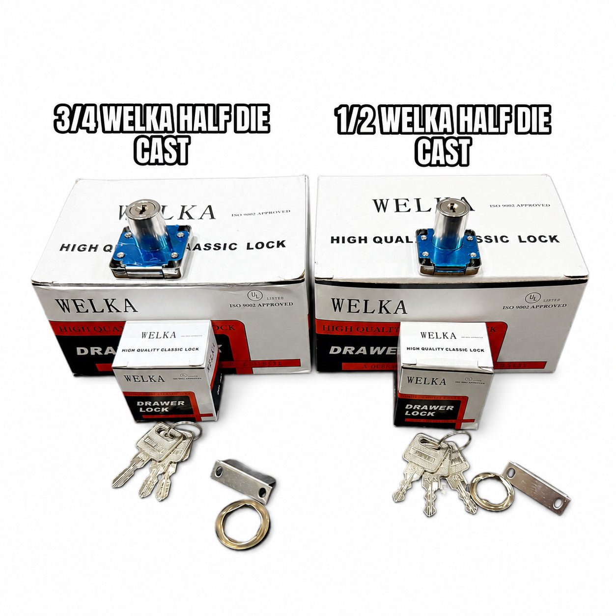 Welka Half Die Cast Drawer Lock - Box of 12 Pieces