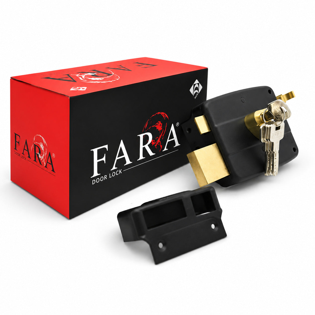 FARA King Main Gate Lock – Heavy Duty Rim Lock with Brass Cylinder