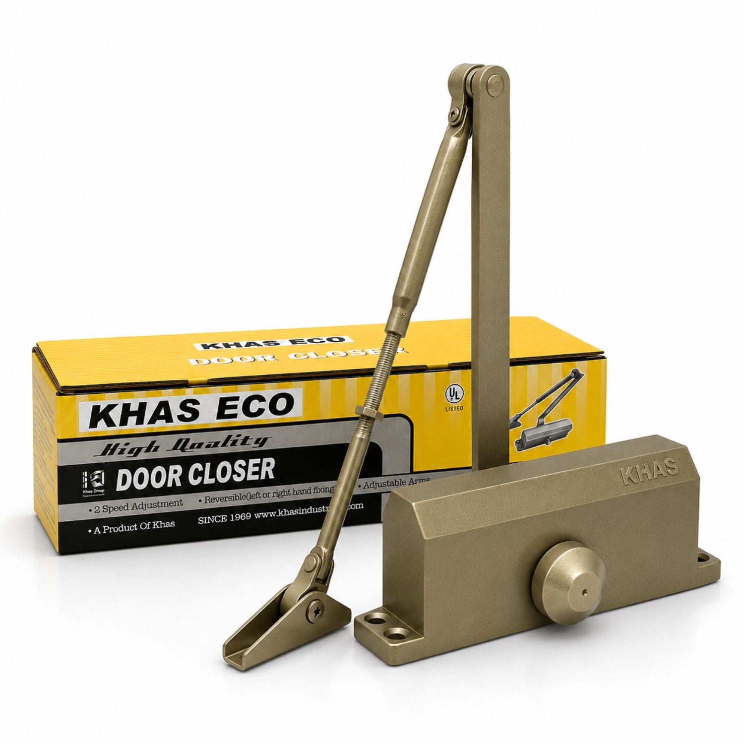 Khas ECO B71 Champagne Door Closer – UL103 Fire Rated 45–65kg Heavy Duty
