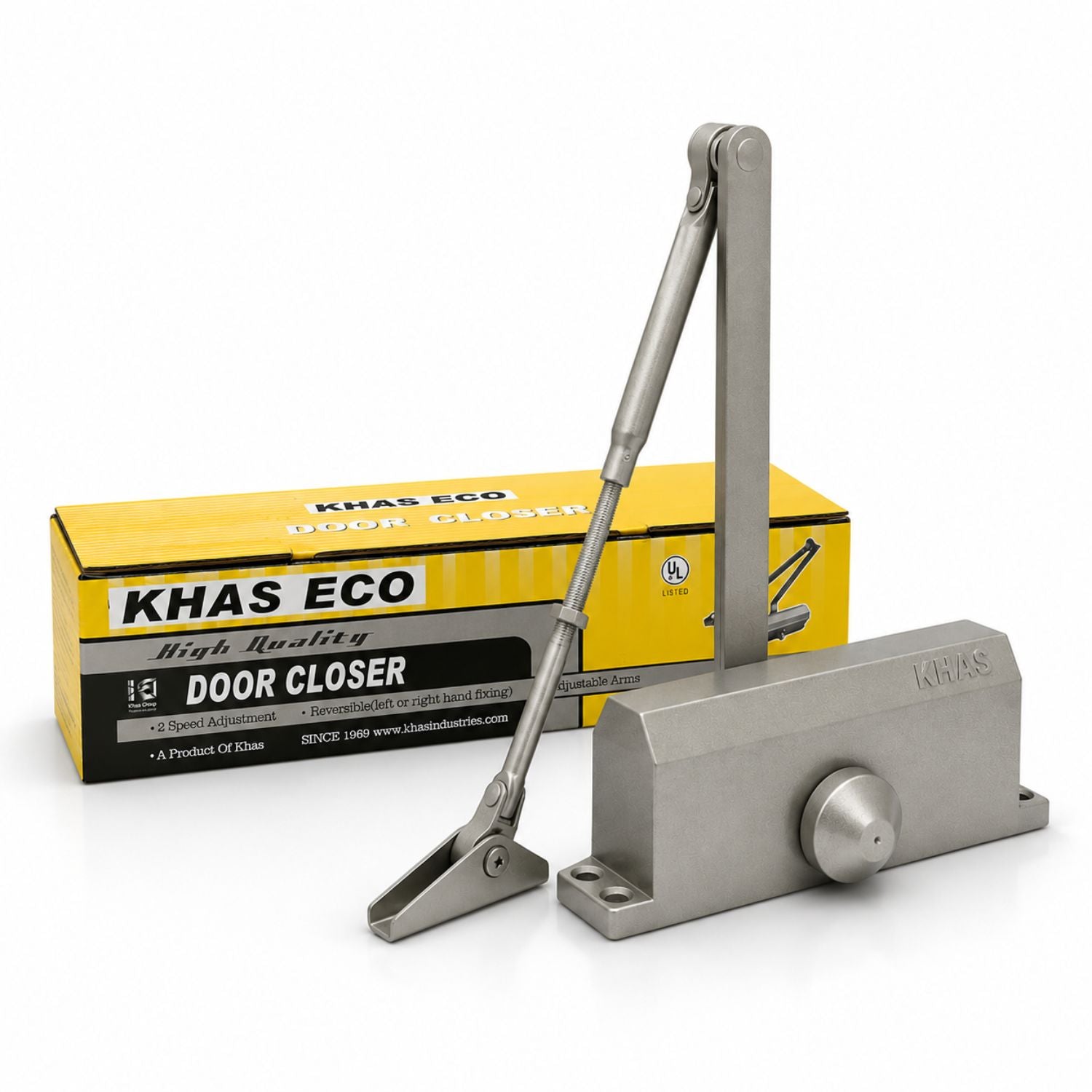 Khas ECO B71 Silver Door Closer – UL103 Fire Rated 45–65kg Heavy Duty