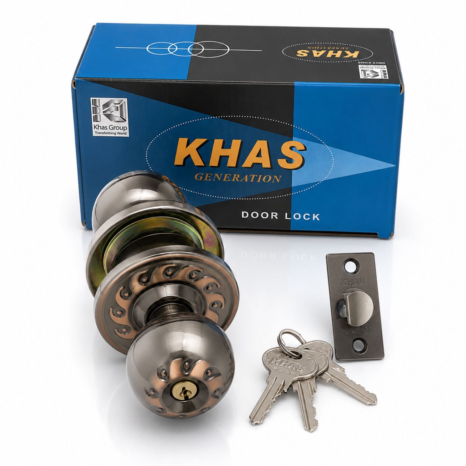 KHAS Generation 11960 Round Lock | Door Knob Lock with 3 Keys