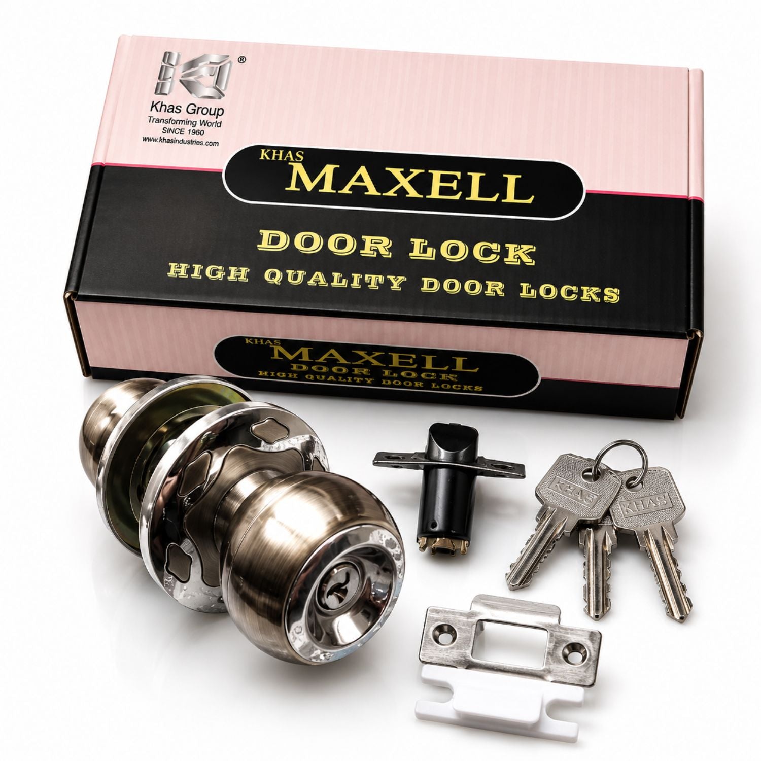 KHAS Maxell 888 Round Lock Multicolor | Door Knob Lock with 3 Keys