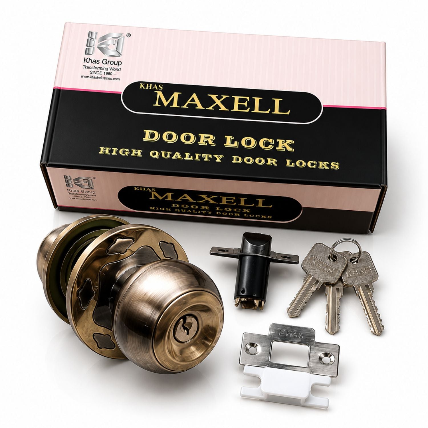 KHAS Maxell 888 Round Lock Multicolor | Door Knob Lock with 3 Keys