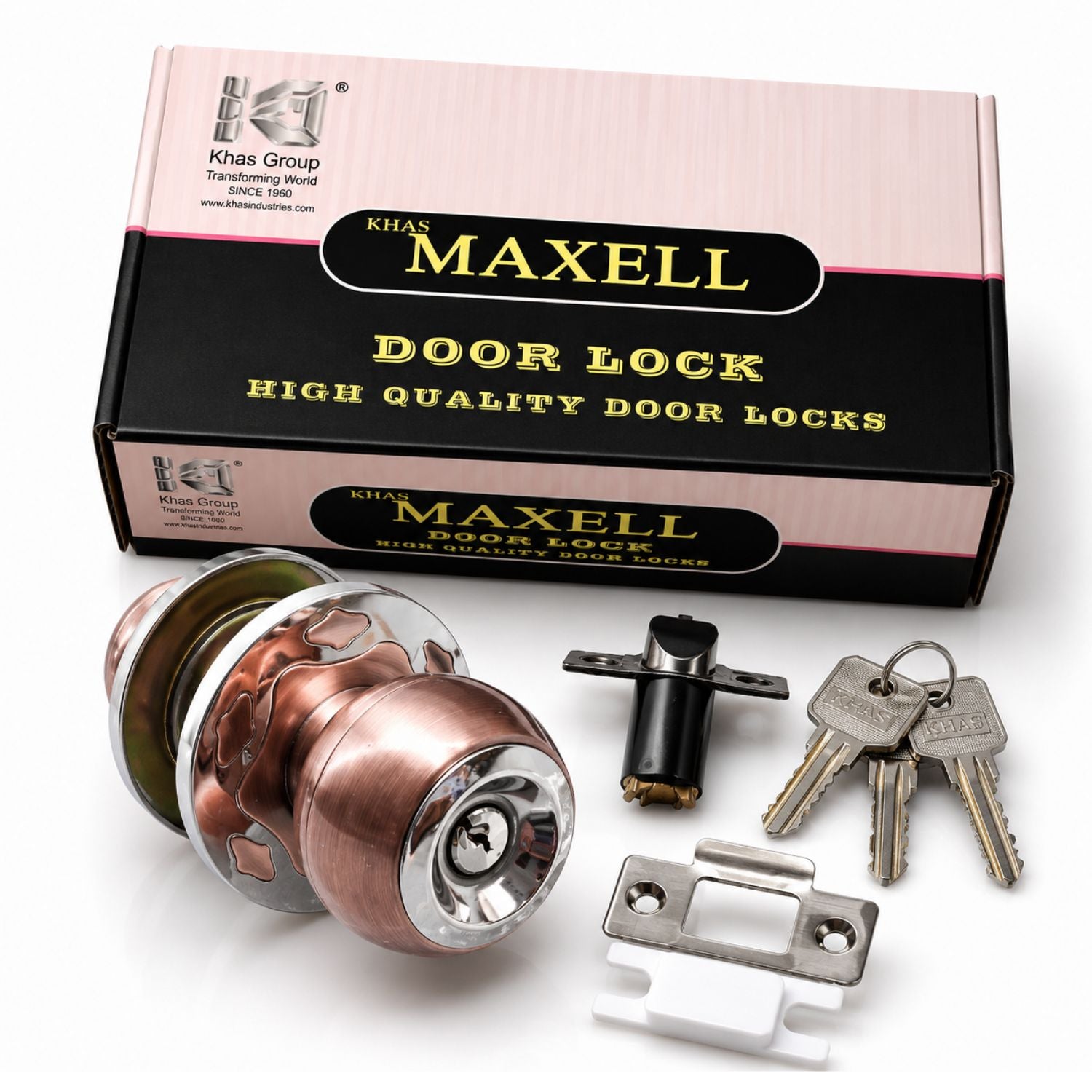 KHAS Maxell 888 Round Lock Multicolor | Door Knob Lock with 3 Keys