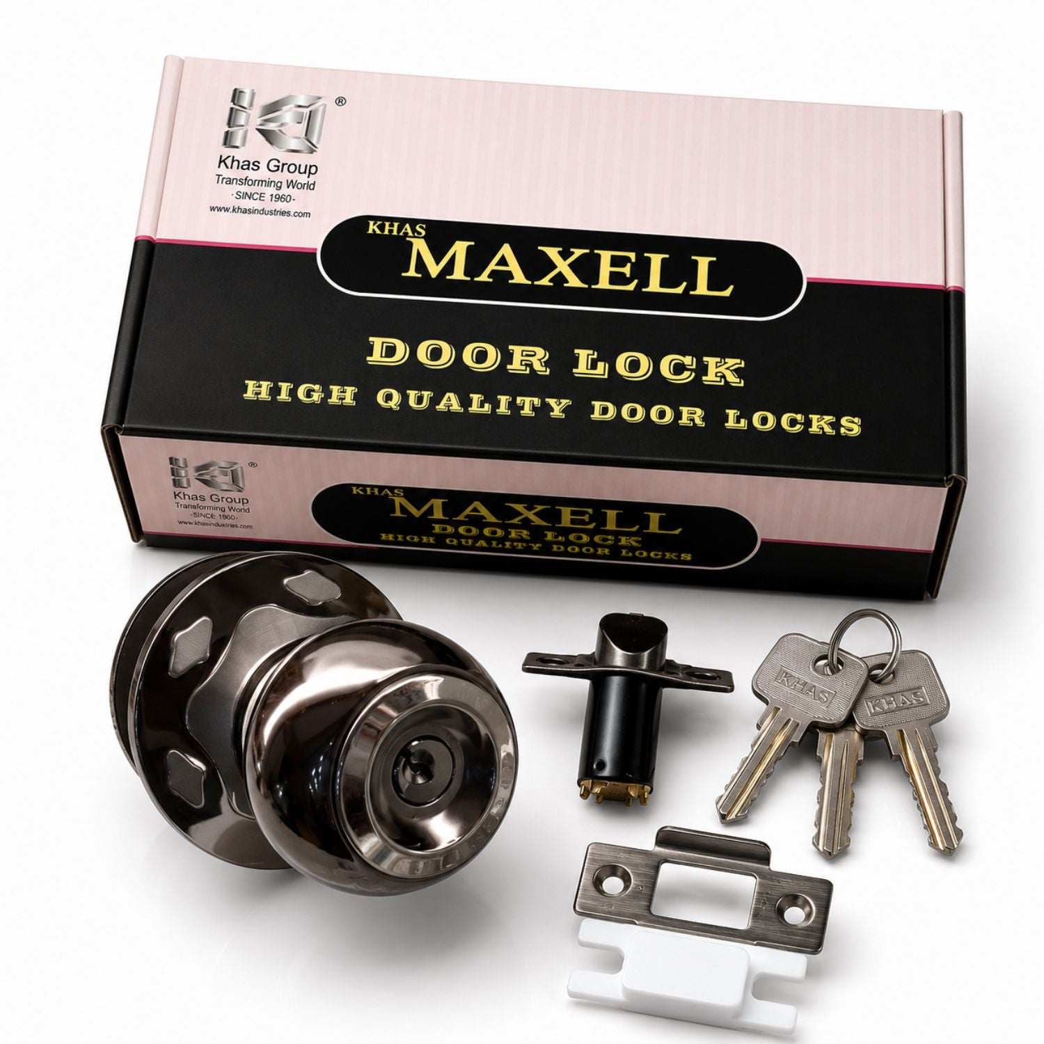 KHAS Maxell 888 Round Lock Multicolor | Door Knob Lock with 3 Keys