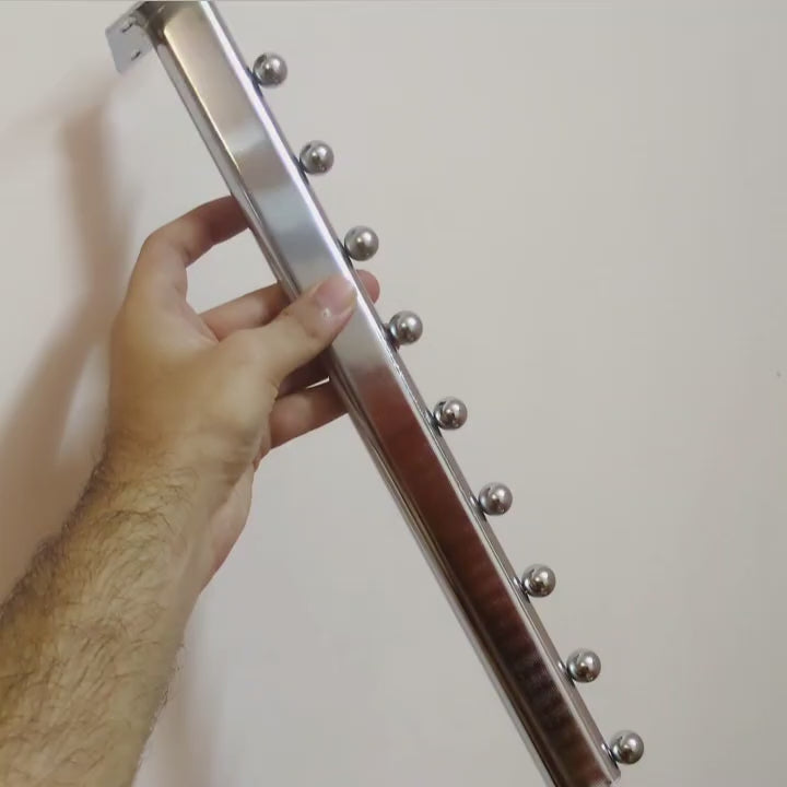9 Ball Display Hook Heavy Duty Wall Hanger - Chrome Finish